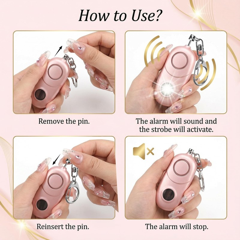 Personal Alarm for Women Keychain Alarm: 135dB Emergency Keychain Siren with ... gallery