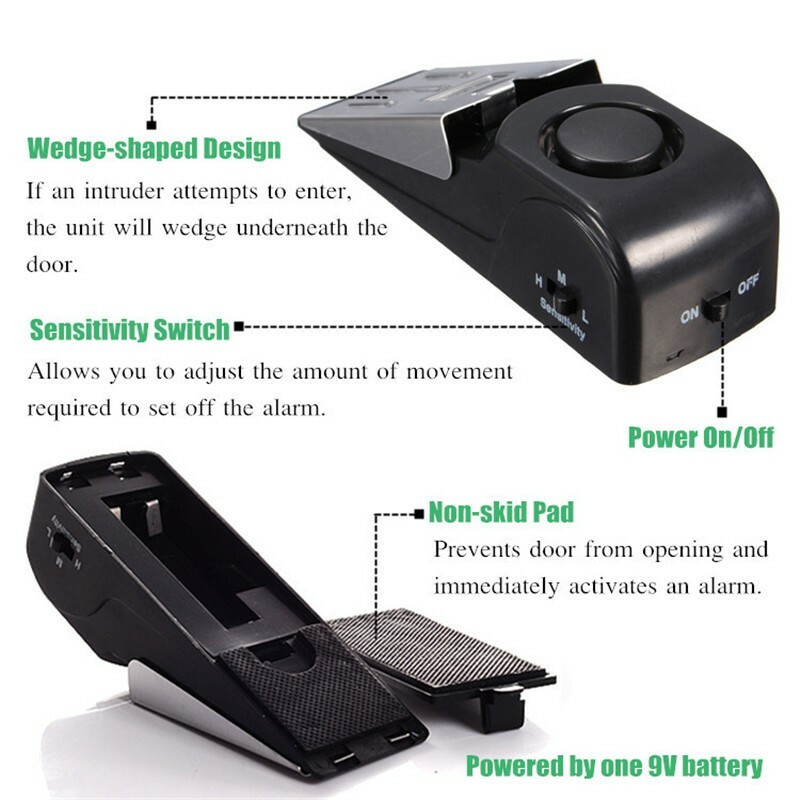 Door Stop Alarm 4 Pack 120dB Security Stopper Wedge for Travel Hotel Home Safety gallery