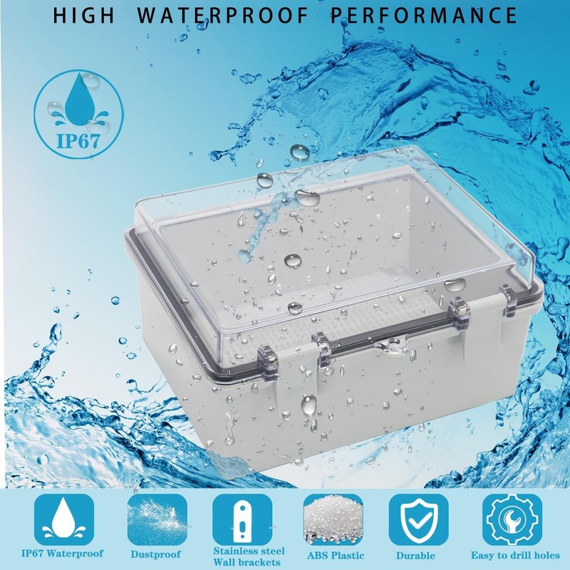 Waterproof Outdoor Electrical Box Junction 8.7 x 6.7 x 4.3, Clear gallery