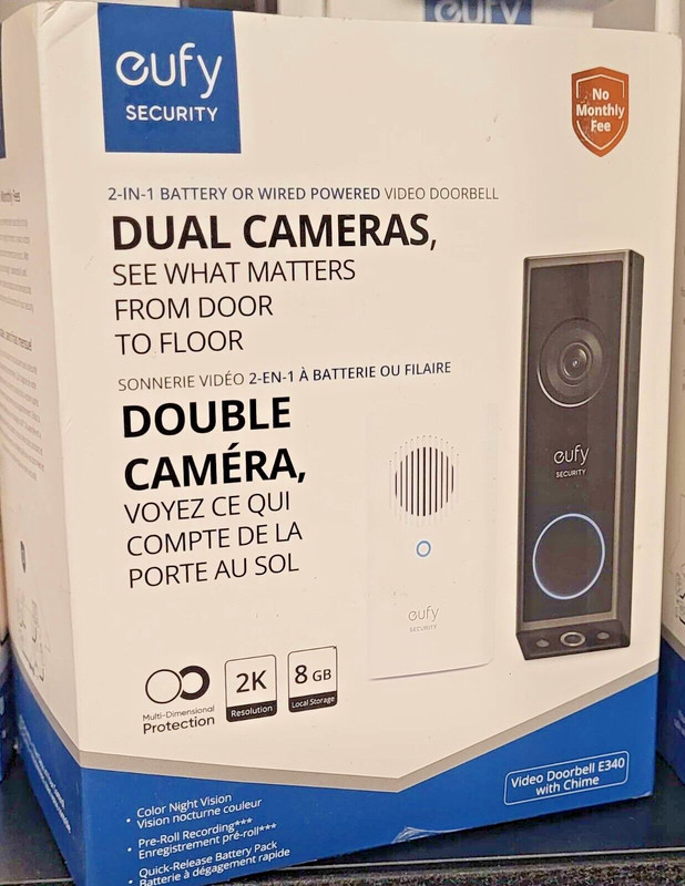 🔥🔥Video Doorbell E340 (Battery Or Wired), Dual Cameras + 8GB Local Storage