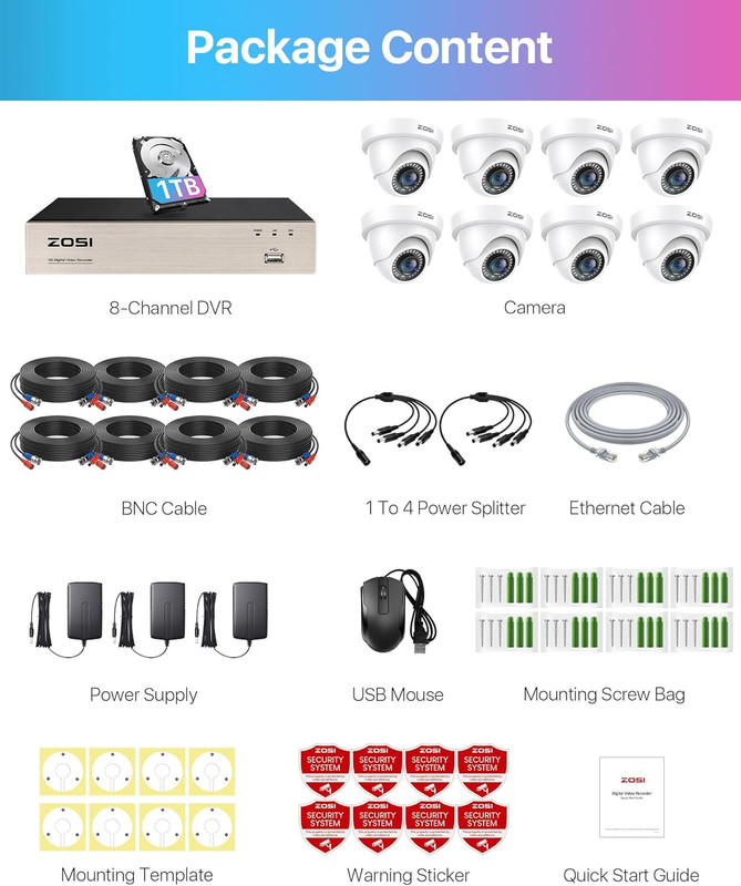 3K Lite 8CH Security Camera System with 1TB HDD,AI Human/Vehicle Detection,80Ft gallery