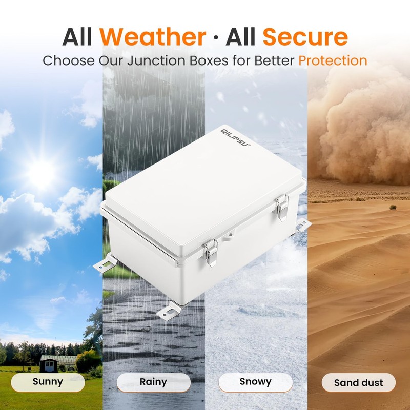 QILIPSU Junction Box IP67 Waterproof Plastic 11.2"x7.7"x5.1", Grey Cover gallery