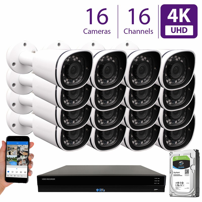 16CH NVR Security Camera System w/ 16x 4K 3X Optical Zoom Microphone Camera 8TB