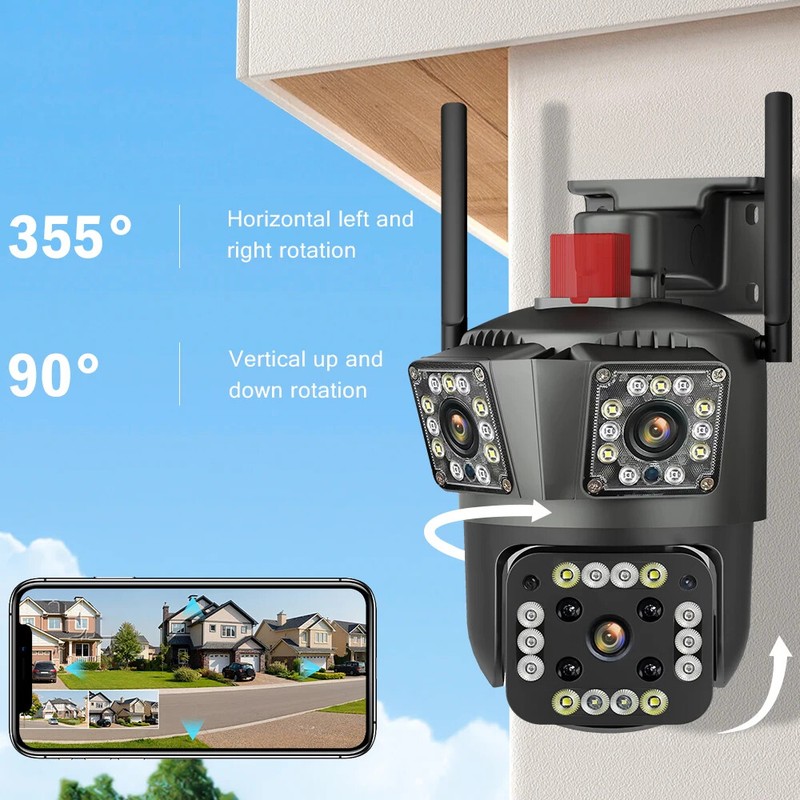 3 Lens 1080P WiFi IP Camera Wireless Outdoor 360° CCTV PTZ Home Security IR Cam gallery