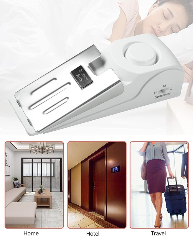 New Door Stop Alarm & Portable Security Door Lock Set for Travel Hotel Room Home gallery