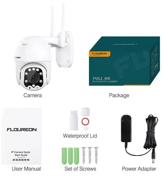 Floureon 5MP 1920P Pan Tilt Outdoor Waterproof WIFI Security Camera Remote View gallery