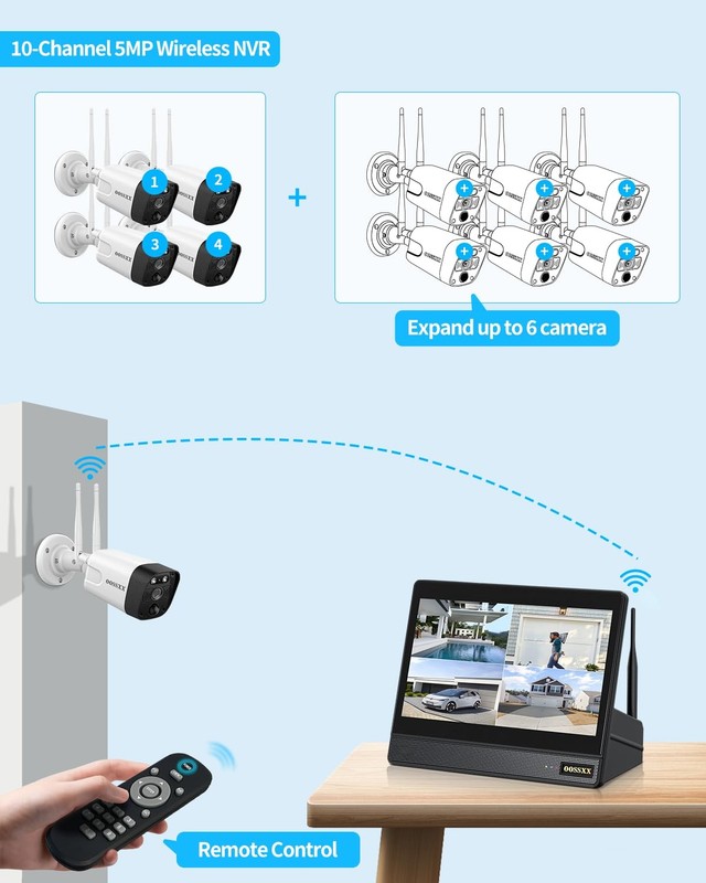 (2026 Update) 5MP Wireless Security Camera System with 10" Monitor, 10CH NVR ... gallery