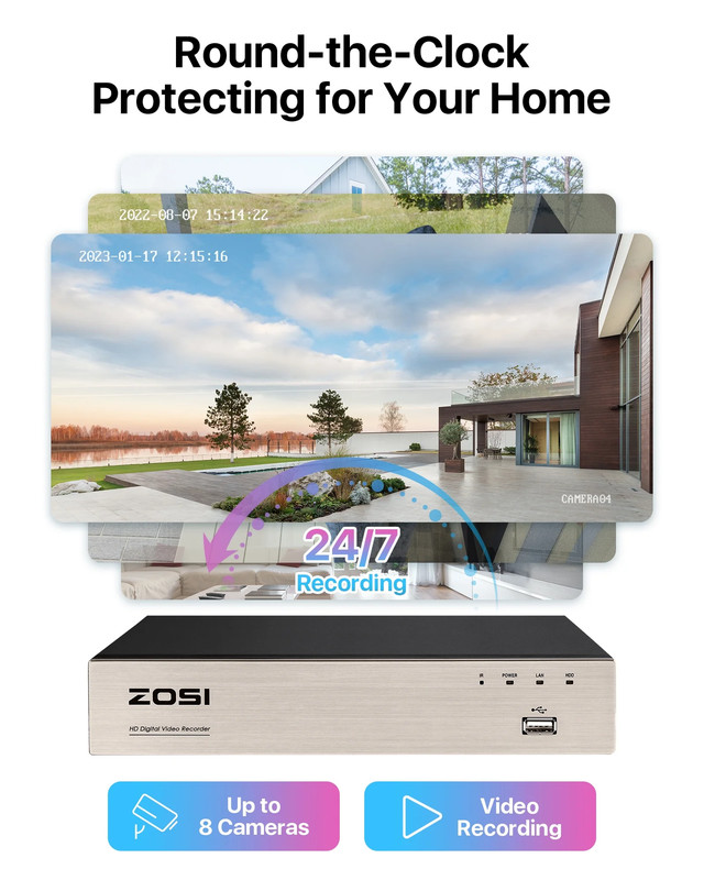 3K Lite H.265+ Home Security Camera System,5Mp Lite 8 Channel Surveillance DVR a gallery