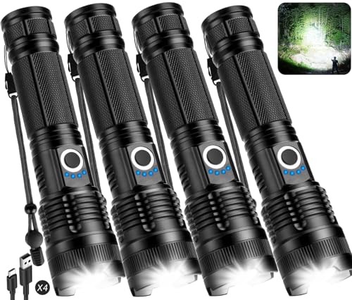4 Pack Rechargeable LED Flashlights High Lumens Super Bright Waterproof 5 Modes gallery