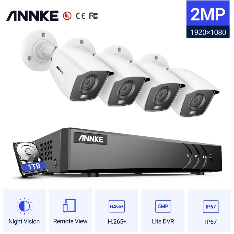 ANNKE 1080P Full Color Night Vision Security Camera System 8CH 5MP 5in1 DVR 1TB