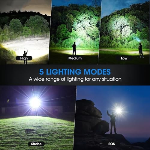 4 Pack Rechargeable LED Flashlights High Lumens Super Bright Waterproof 5 Modes gallery
