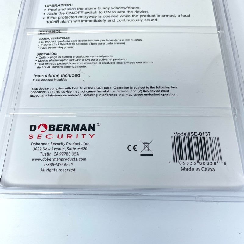 NEW Doberman Security SE-0137 Home Security Window/Door Alarm Kit White, 2 pack gallery