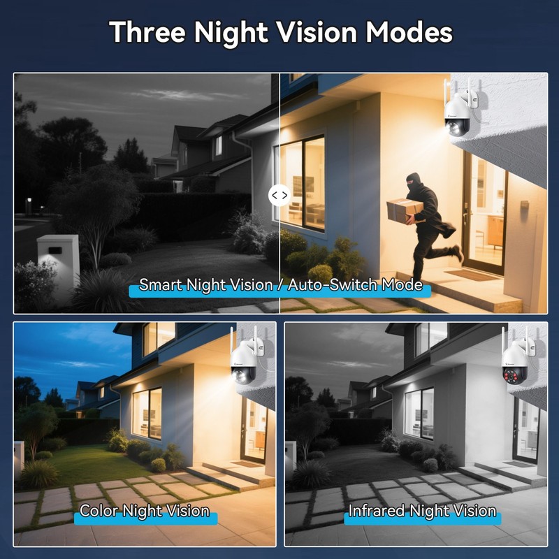 JENNOV 5MP Wireless Security IP Camera PTZ WiFi Two Way Audio Color Night Vision gallery