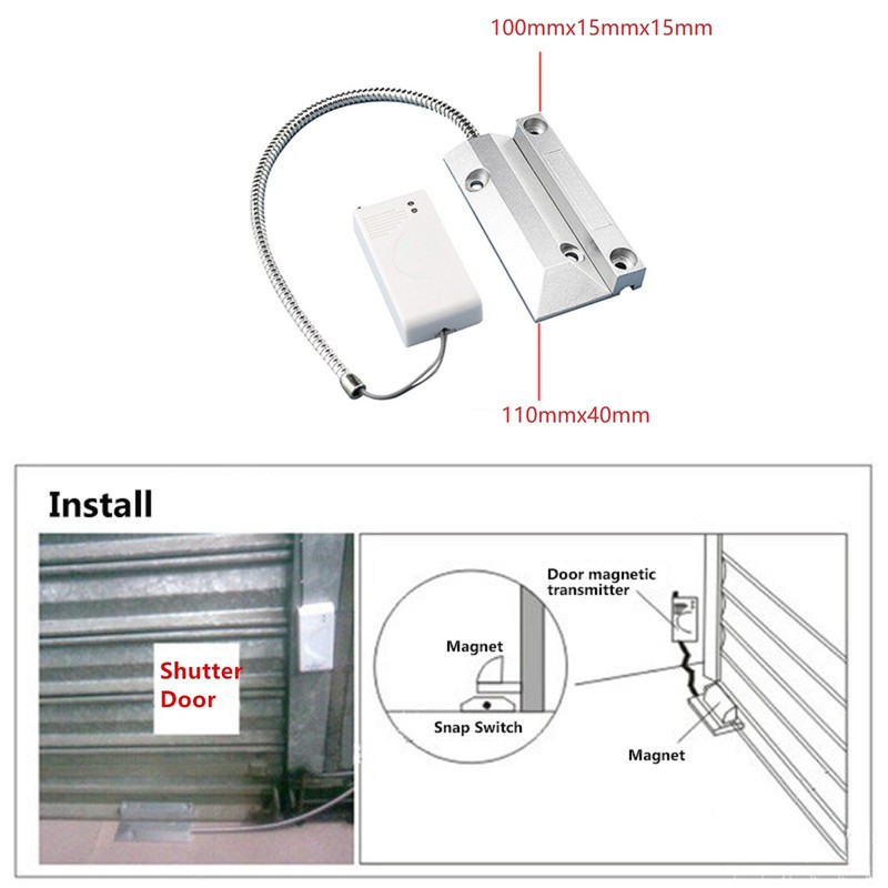 433Mhz Wireless Shutter Door Sensor Garage Roller Switch For Home Alarm System B gallery