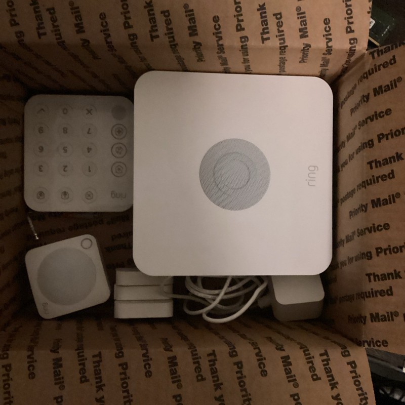 ring alarm system + keypad + 3 door & 1 motion sensor