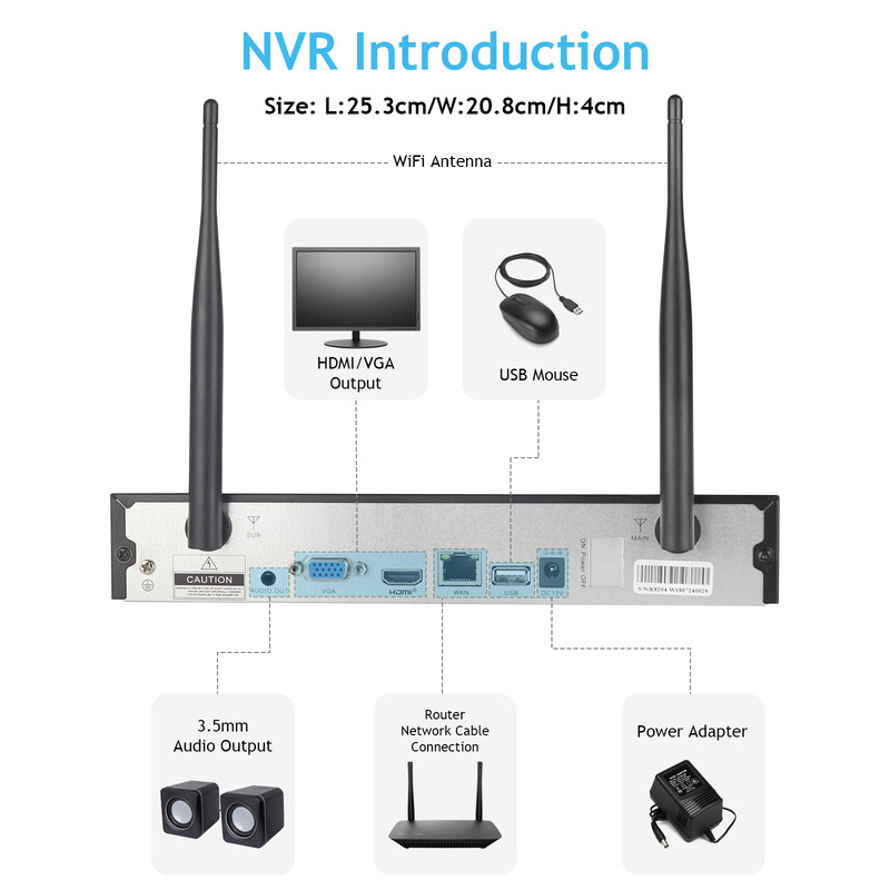 5MP 10CH Wireless Home Security Camera CCTV System WiFi 1TB NVR 24/7 Recorder gallery