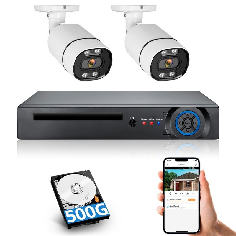 5MP 8CH Security Camera System Surveillance DVR with 500G HDD Bullet Camera