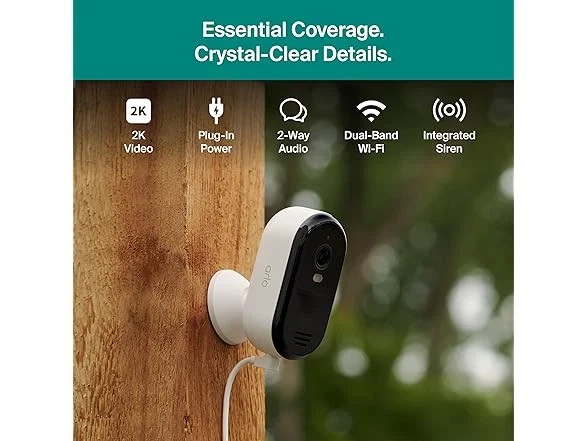 Arlo Essential 2K Camera White Wired Plug-In Outdoor WiFi + 6Mo Plan gallery