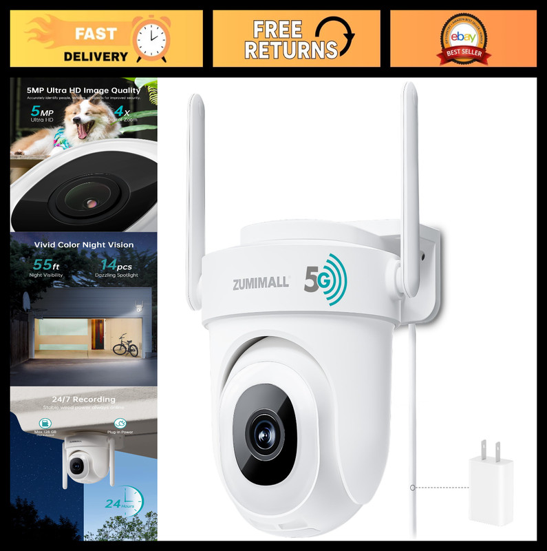 2.5K Wired Home Security Camera, 5MP Outdoor WiFi, AI Motion Detection, 24/7 Rec