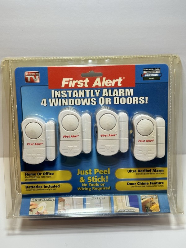 First Alert Instant Alarm Windows or Doors Peel Stick As Seen on TV NEW & SEALED