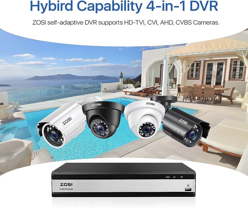 ZOSI 16CH 5MP Security Camera System IP66 AI Motion Detection 24/7 Recording 2TB gallery