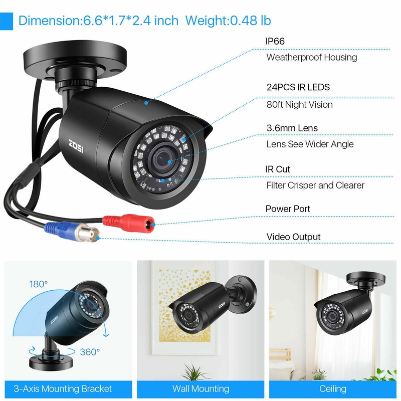 ZOSI 16Channel H.265+ 5MP Lite DVR 1080P Home Security Camera System 4TB Outdoor gallery