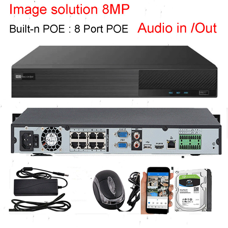 8Ch Network 12MP NVR 2592x1920P 5MP ONVIF PoE IP IP66 Security Camera System 45x gallery