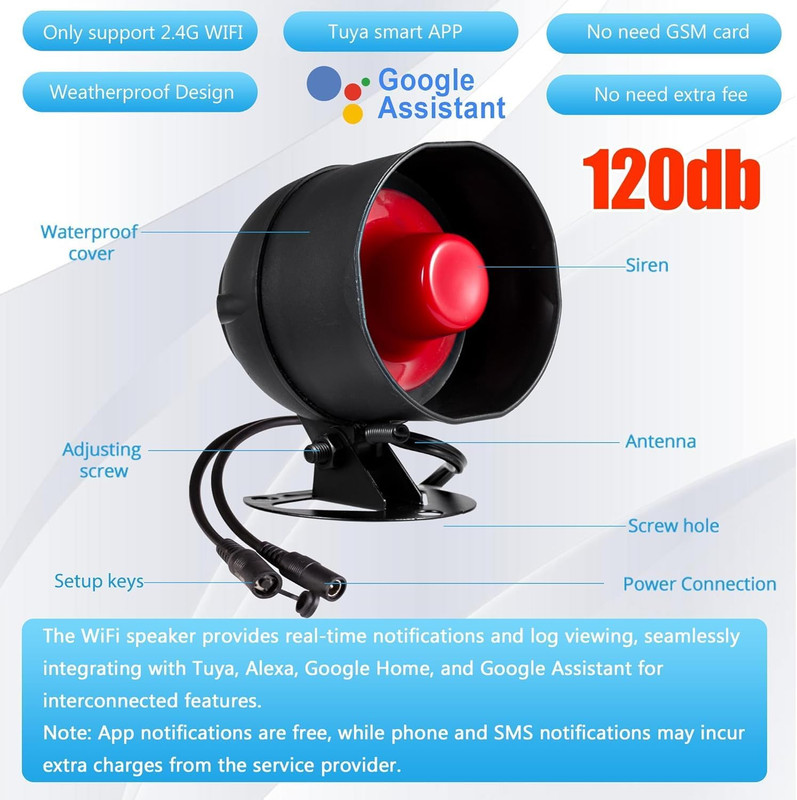 Wifi Alarm System for Home Security, 120Db Wireless Alarm Security System with F gallery