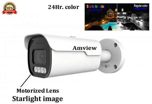 8MP 24hr. color Motorized 2.7-13.5mm Security Camera H.265+ starlight warm light