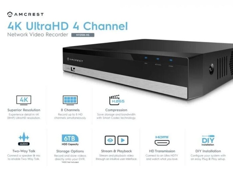 Amcrest 8CH DVR Security 8MP Camera System HDD NOT Included Renewed NV2108-HS gallery