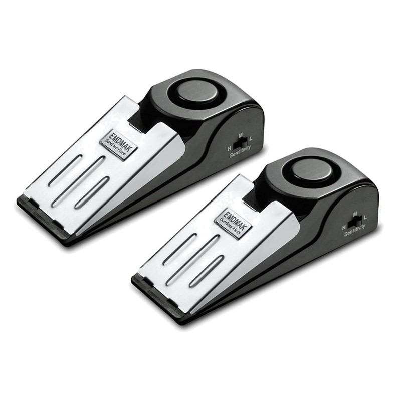 120DB Door Stop Alarm Set – Adjustable Sensitivity & Rubberized Base (2 Pack)