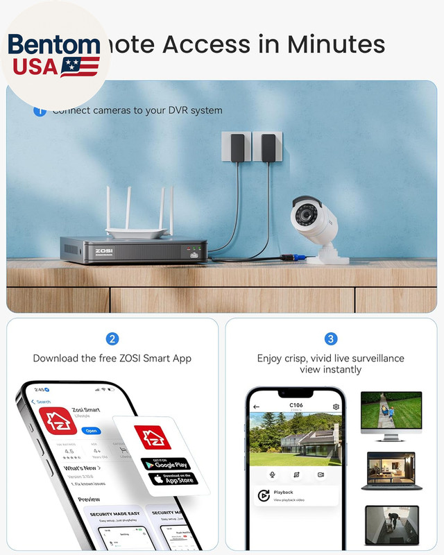 H.265+ Full 1080P Home Security Camera System with AI Human Vehicle Detection, 8 gallery