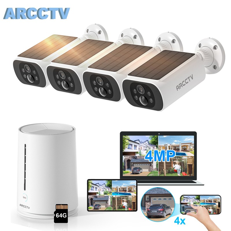 ARCCTV 2K WiFi Solar Security Camera System,100% Wireless Outdoor,No Monthly Fee