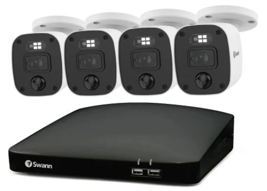 Swann Home 4-Camera 4-Channel HD Smart Security System with 64GB SD Card Storage