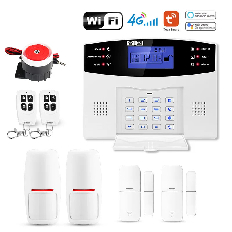 Tuya Smart 4G+Wifi Home Security Alarm System Wireless Burglar Alarm System Smar