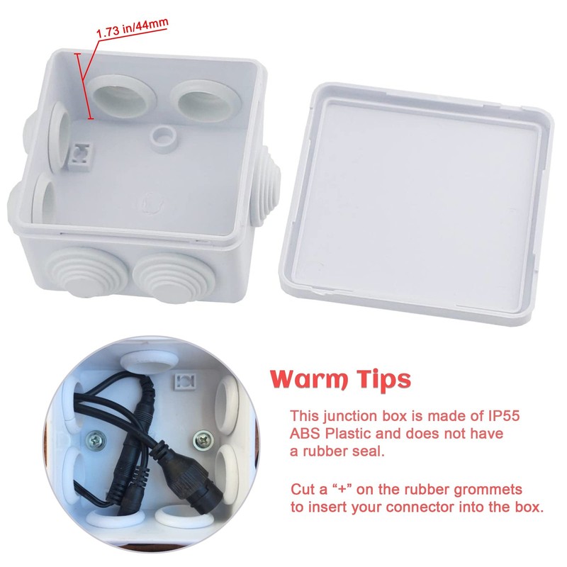 Sunnyglade ABS Plastic Electrical Junction Box IP55 3.4"x3.4"x2", White gallery