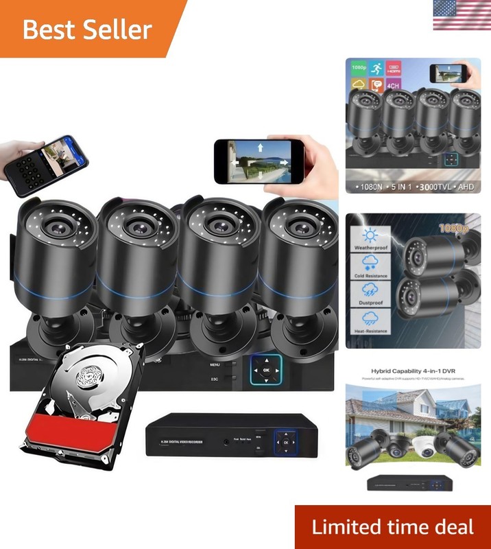 Advanced 3000TVL Security Camera System with AI Motion Detection & Night Vision
