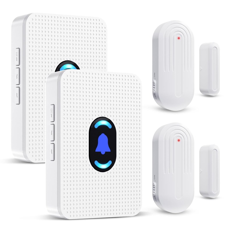 Daytech Wireless Door Chime, 2 Sensor+2 Receiver, 2 Sensors + 2 Receivers