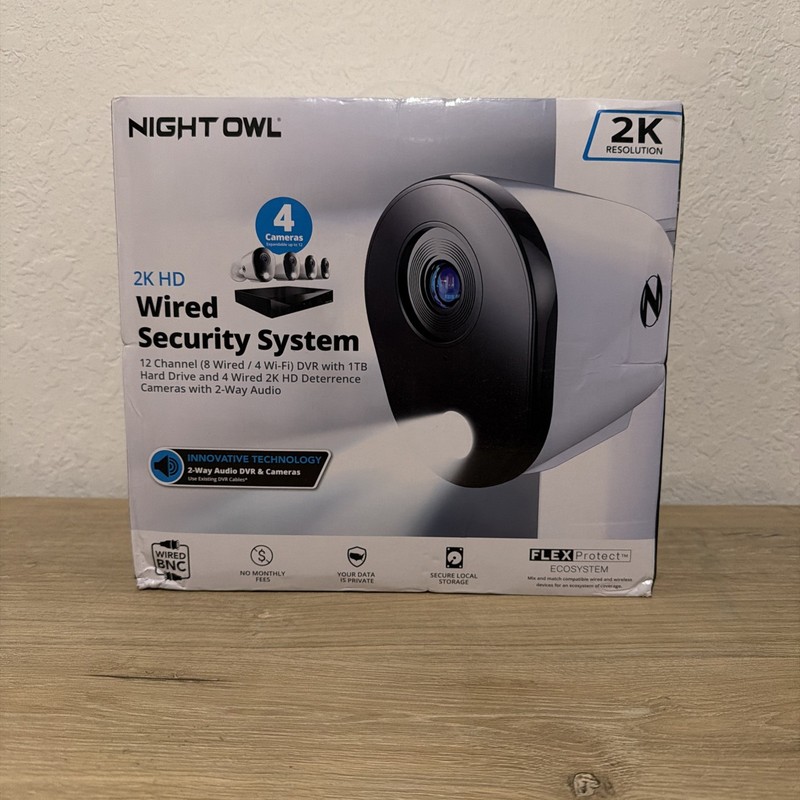 Night Owl 12 Channel 4 Camera Wired 2K 1TB DVR Security System with 2-way Audio