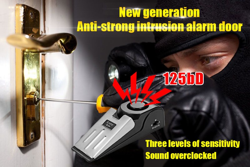 Door Stop Alarm 4 Pack 120dB Security Stopper Wedge for Travel Hotel Home Safety gallery