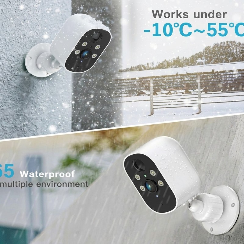 4PK Wireless Solar Security Camera System 2K WiFi Solar Battery Powered Camera gallery
