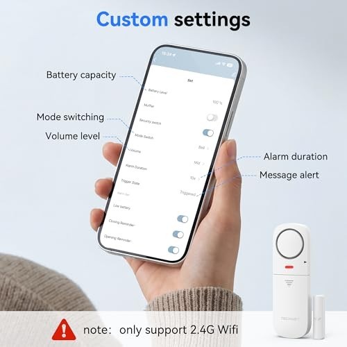 Smart Door Sensor Alarm & Chime - WiFi Door Alarms with App Alerts, 2 PCS for Ho gallery