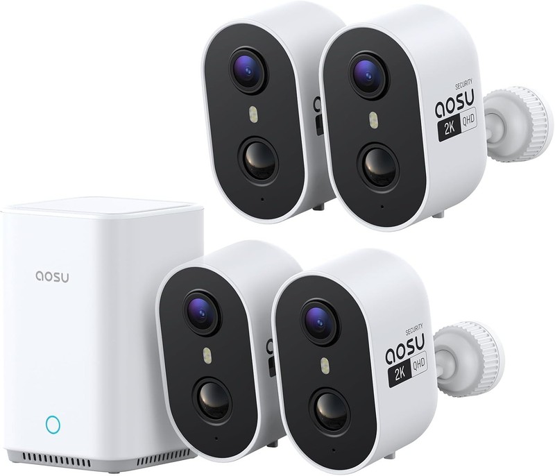aosu Wireless Outdoor Security Camera Kit with aosuBase Local Storage, 2K