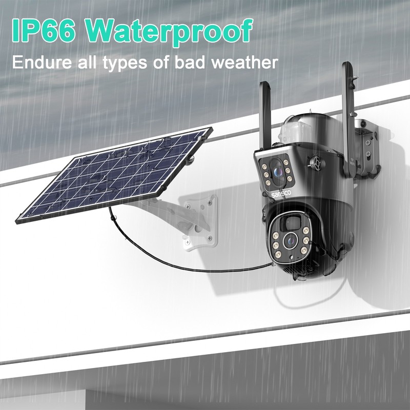 WiFi 4MP Wireless Solar Power PTZ Camera Security CCTV Surveillance Home Outdoor