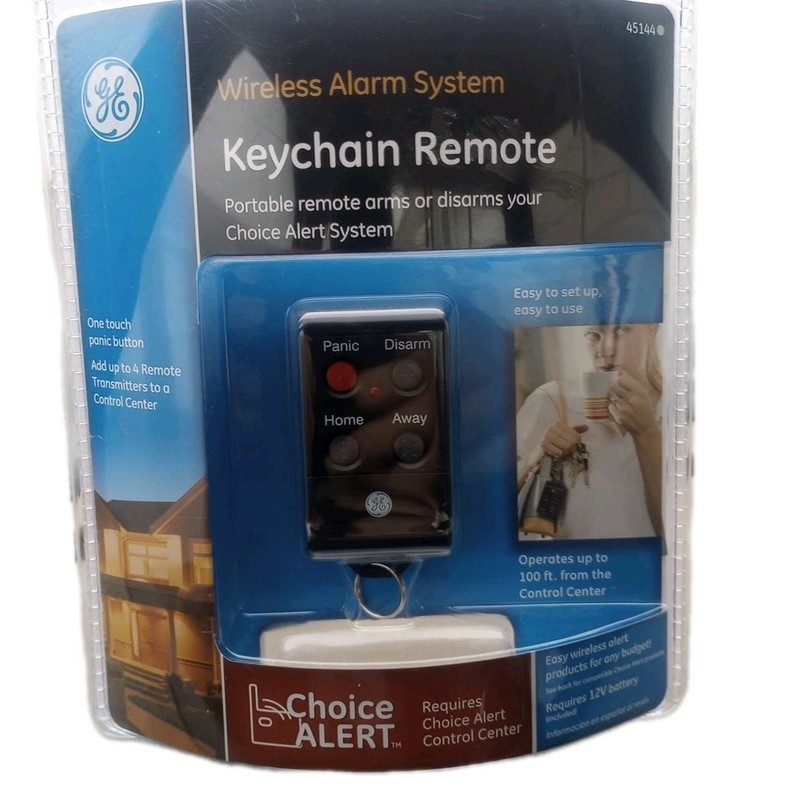 GE KeyChain Remote, Wireless Alarm System. Arms/Disarms Choice Brand New Sealed