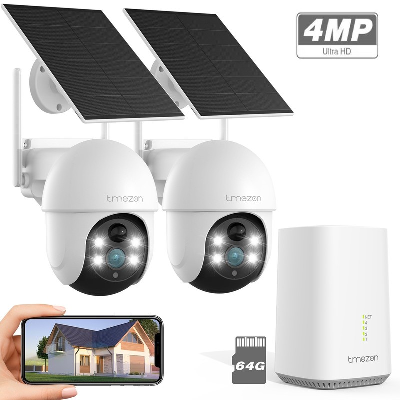 4MP Solar Battery Powered Wireless Security Camera System WiFi IP Outdoor Home