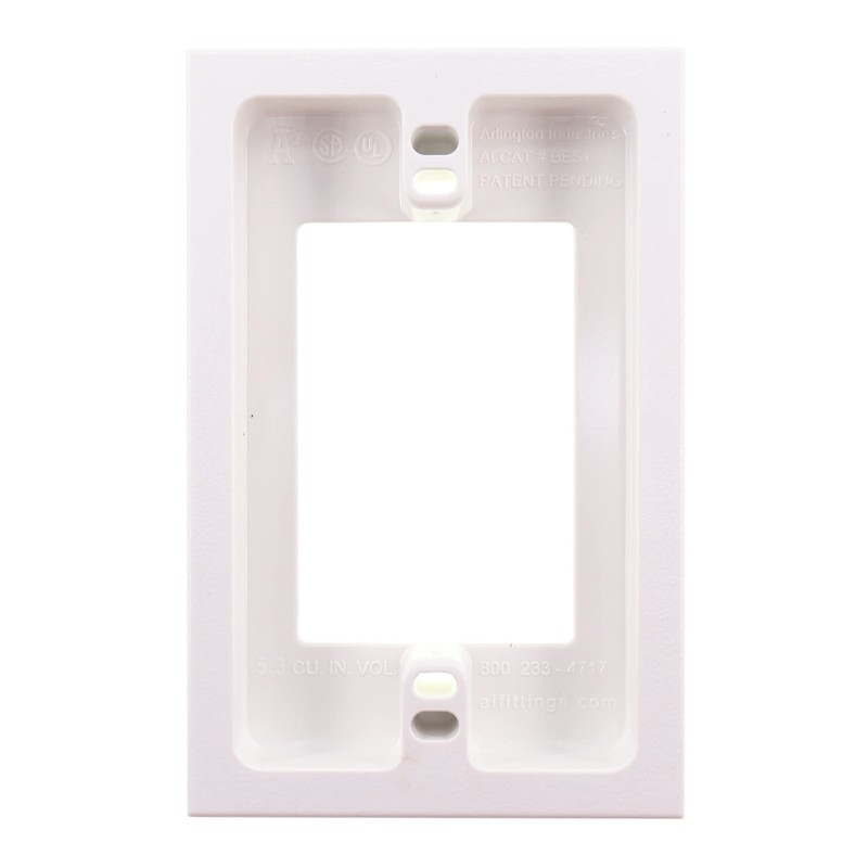 ARLINGTON Industries BES1 EXTENDS Shallow Boxes 5/8 INCH, Non-Metallic White