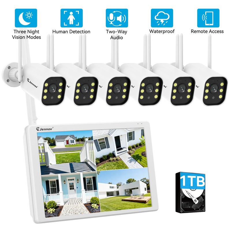 Wireless WIFI Outdoor 5MP IP Security Camera System 10CH HDD NVR CCTV Home Audio