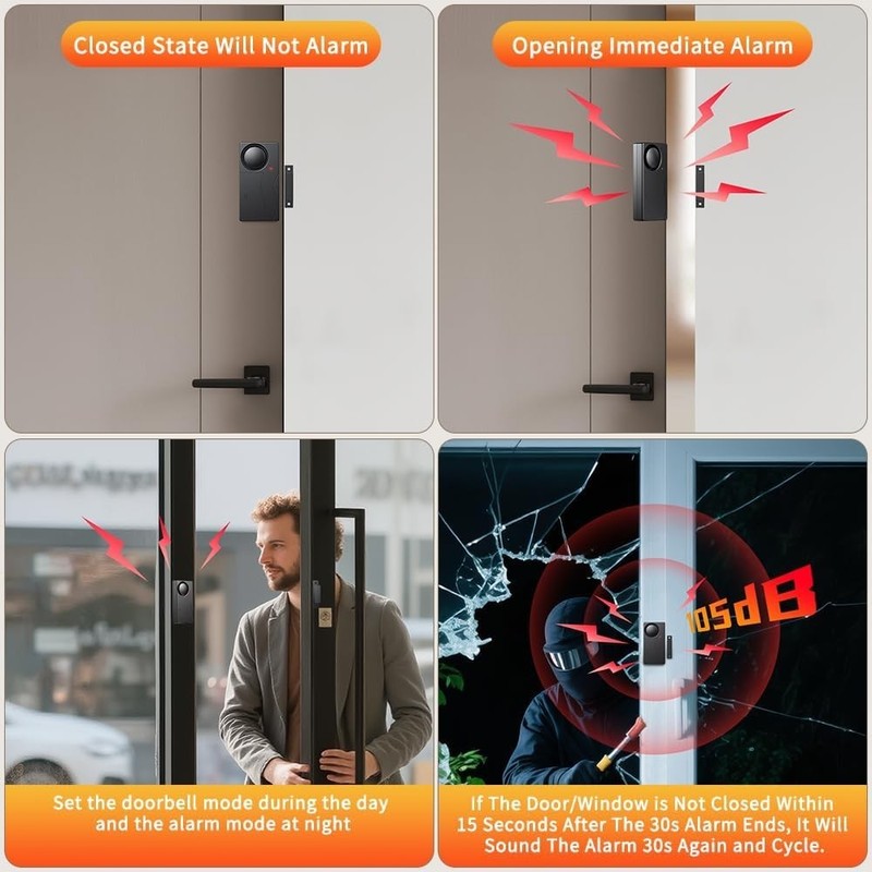 Versatile Wireless Door Alarm with Remote Control for Home Security - 110dB gallery