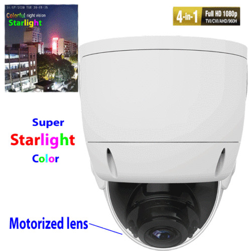 2MP Vandal Proof 4IN1 2.7-13.5mm Motorize Lens 30m Feet TVI/AHD Camera Metal OSD